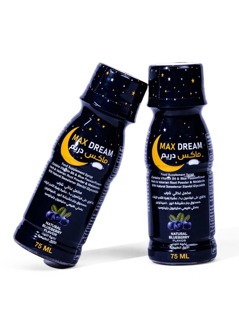 Max Dream Natural Sleep Shot - 75ml - Melatonin 5mg, Valerian & Vitamin B6 - Sugar Free Blueberry Flavor - Image 5